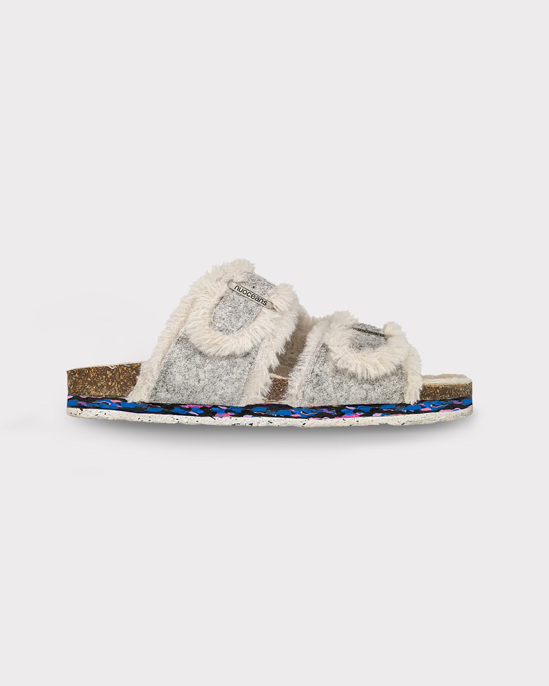 FLUFF | Grey White Fluffy Sandal