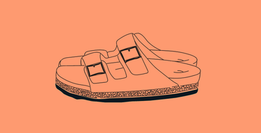 drawing on NUO2 sandals on a orange background