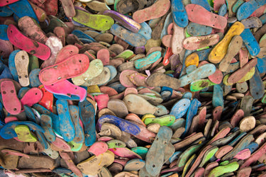 a pile of flip flops