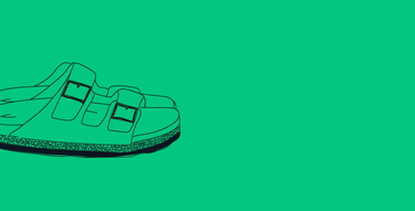 design of nuoceans sandals on green background